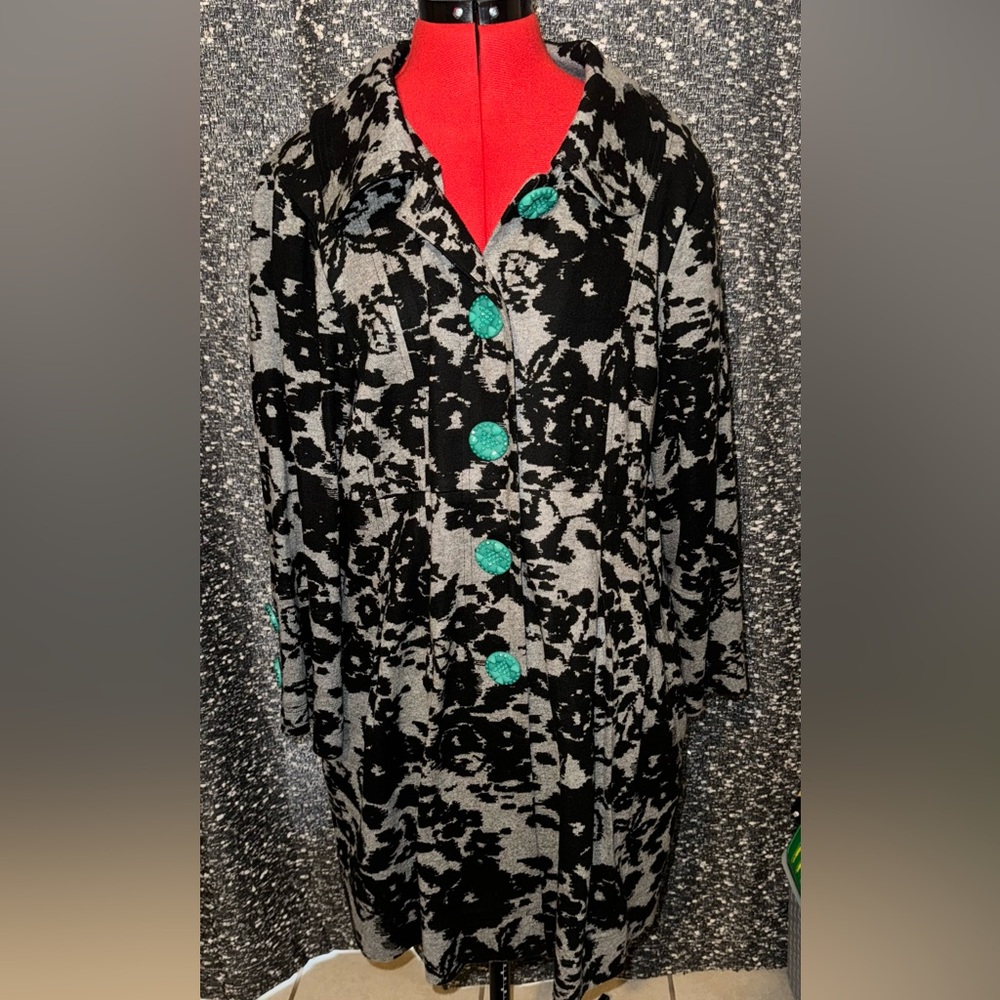 Aunt Wanda, black and gray coat